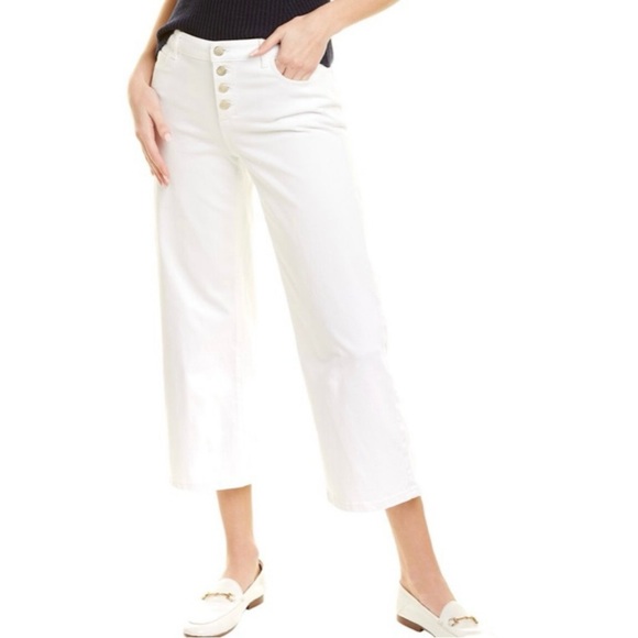 J. McLaughlin Denim - J. McLaughlin Loris Button-Fly Pants White Denim Wide Leg Jeans Women’s Size 10